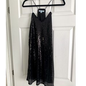 Black Sequin She + Sky Shift Dress